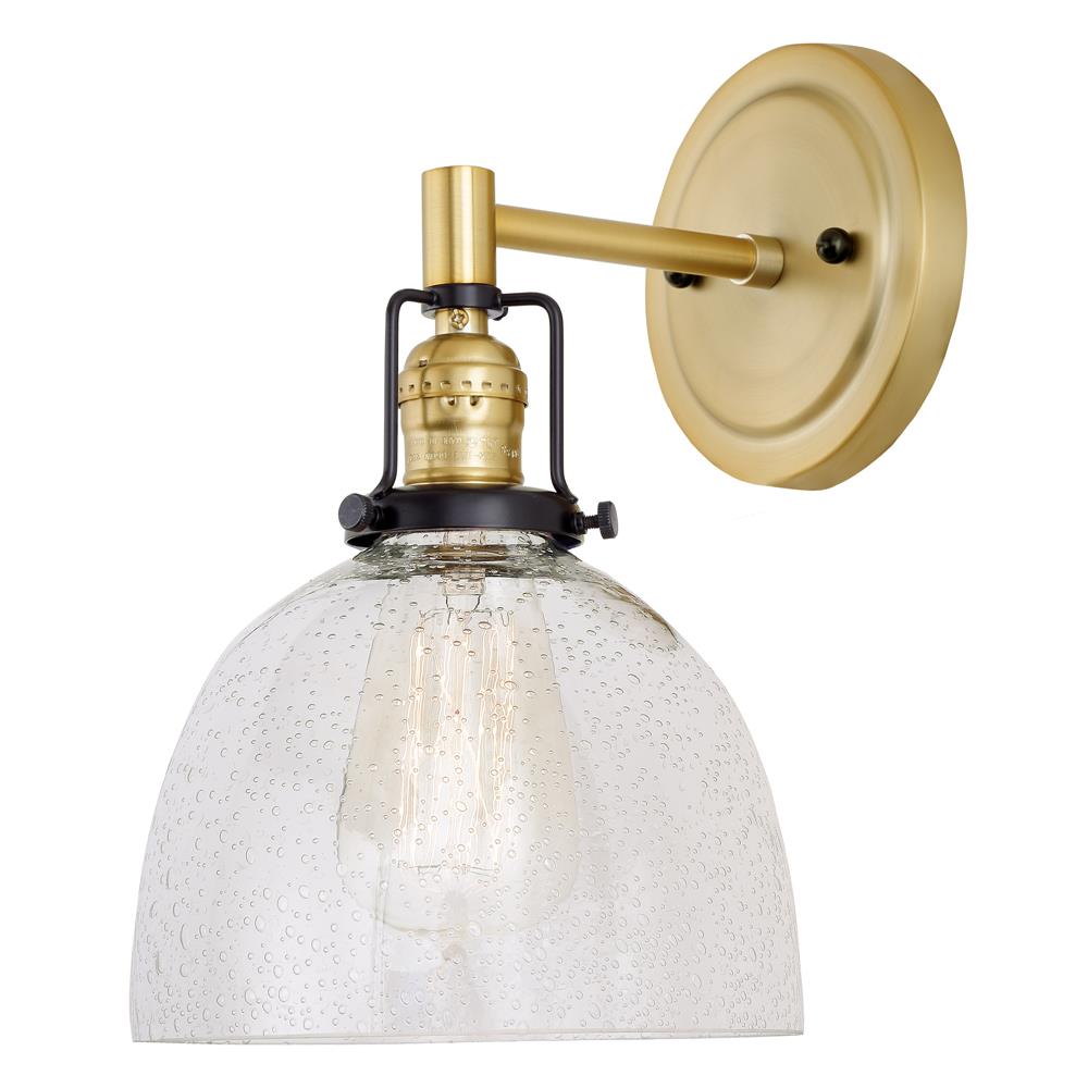 Jvi Designs 1223-10 S5-Cb Nob Hill One Light Clear Bubble Madison Wall Sconce In Satin Brass And Black